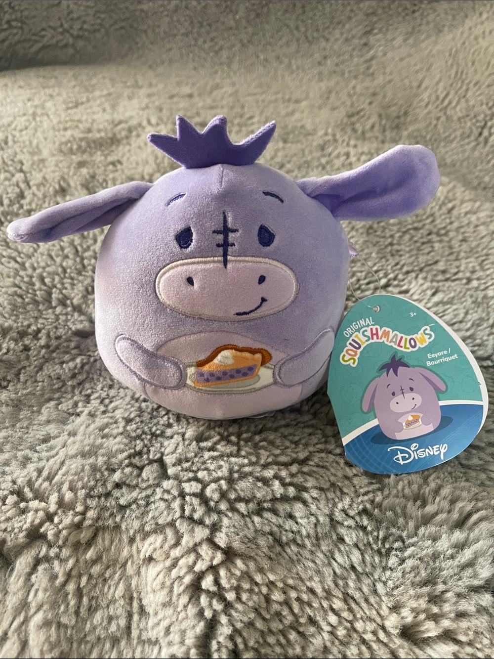 Disney Purple Eeyore Squishmallow Plush with Pie Detail NEW